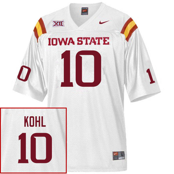Men #10 Iowa State Cyclones College Football Jerseys Stitched Sale-White - Click Image to Close